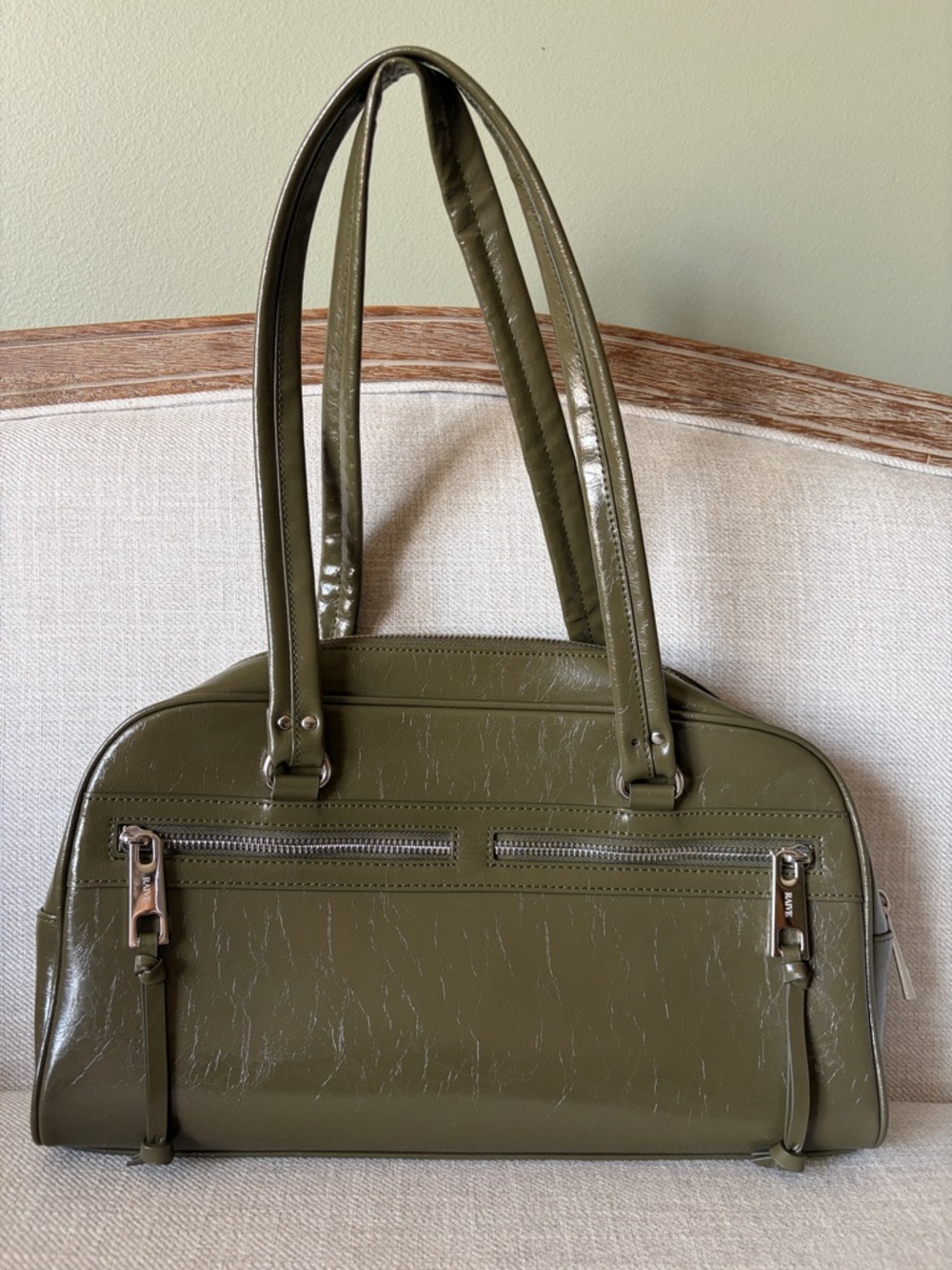 Raive Olive Green Leather Molly Shoulder Bag - Classic Tote - Picture 2 of 13